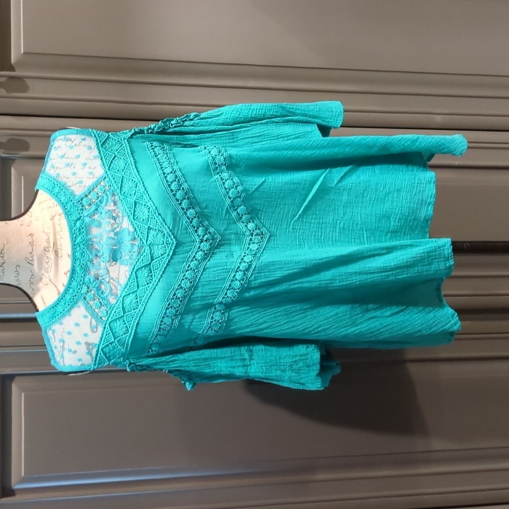 Turquoise Cold Shoulder Top